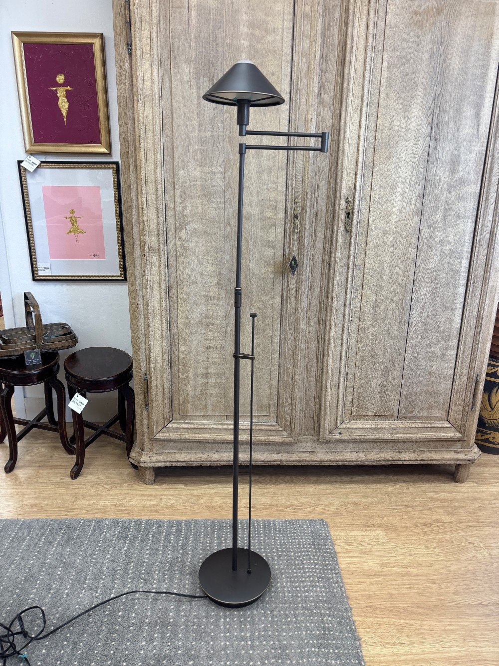 Holtkotter Adjustable Bronze Swing Arm Floor Lamp