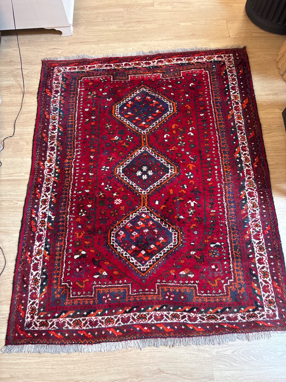 Vintage Persian Hand-Knotted Hamadan Wool Rug