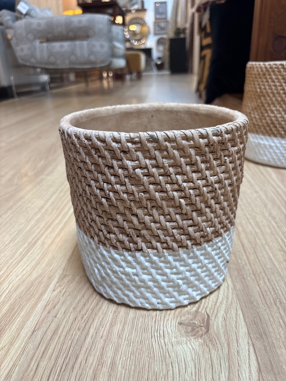 Melrose International Woven Wicker Stone Planter - Small