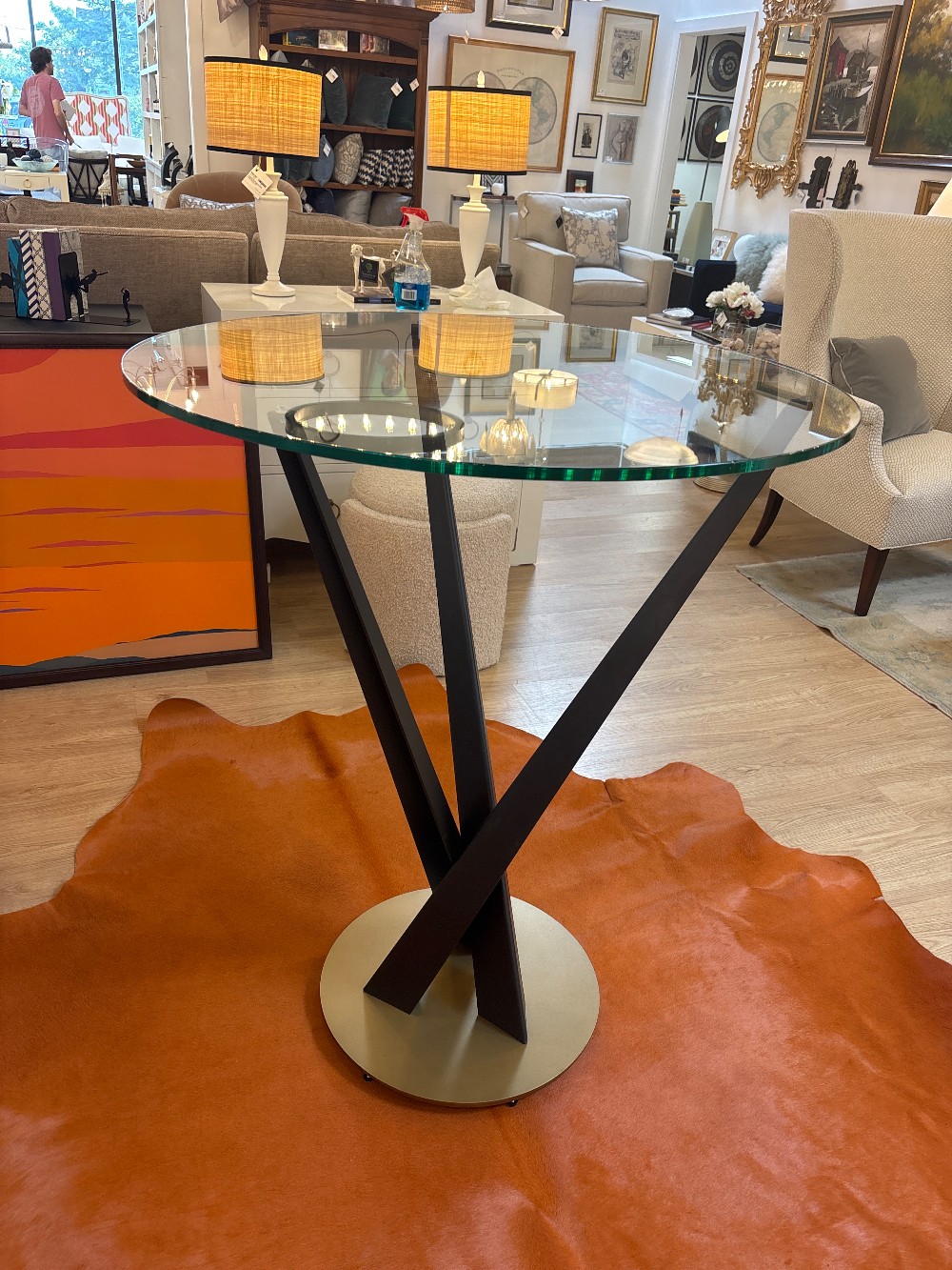 Elite Modern Crystal Glass Top Pub Table