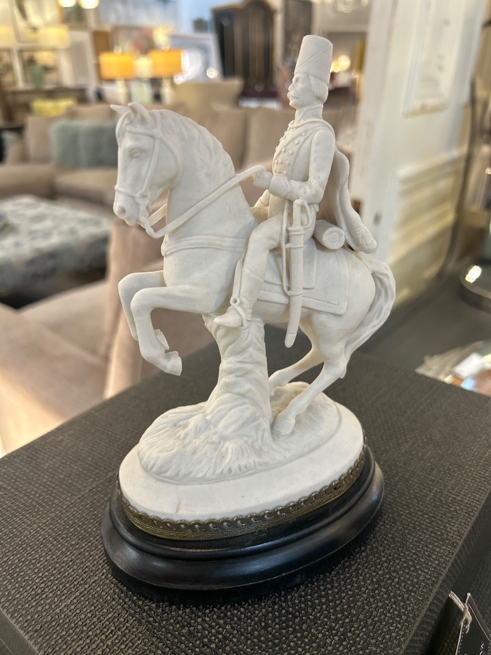 Vintage Bisque Porcelain Horse Rider Sculpture