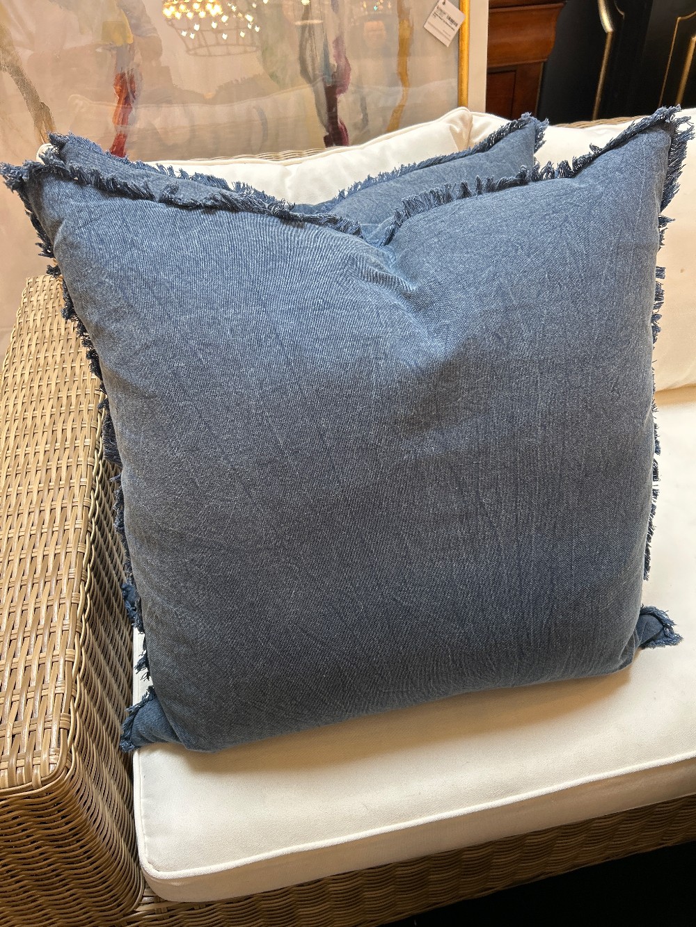 Ralph Lauren Frayed Fringe Throw Pillows, Pair