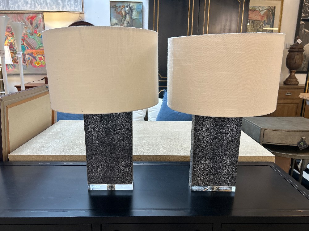 Regina Andrew Marcel Shagreen Table Lamps, Pair