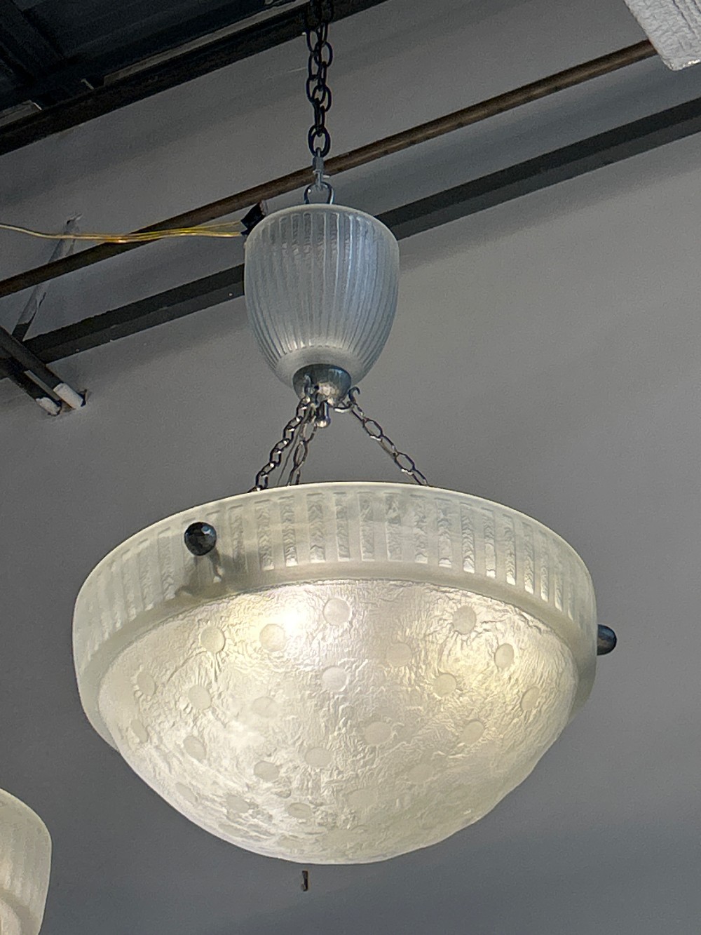 Daum Nancy French Etched Glass Chandelier, C. 1930s