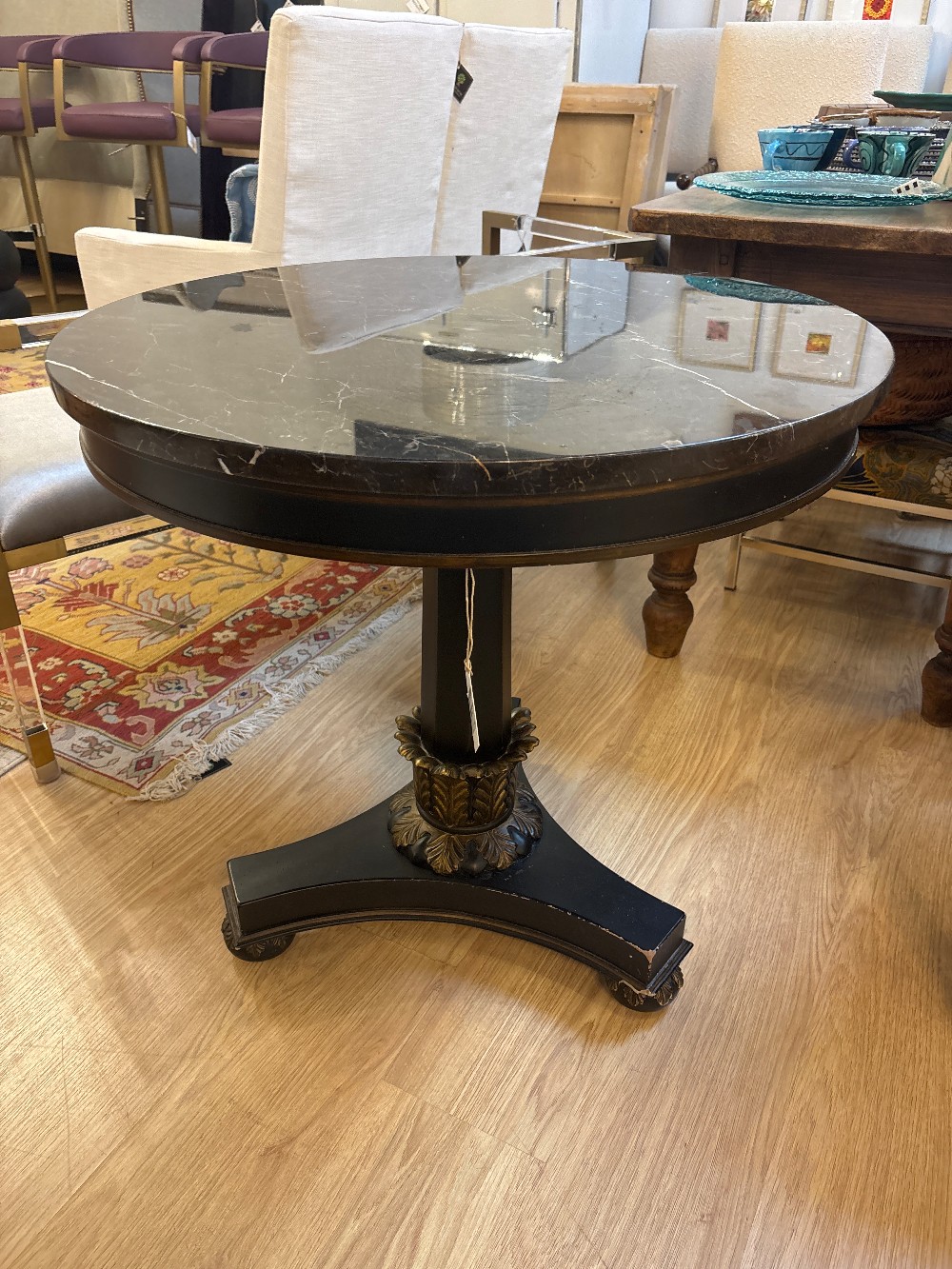 Drexel Heritage Round Empire Marble Top Side Table