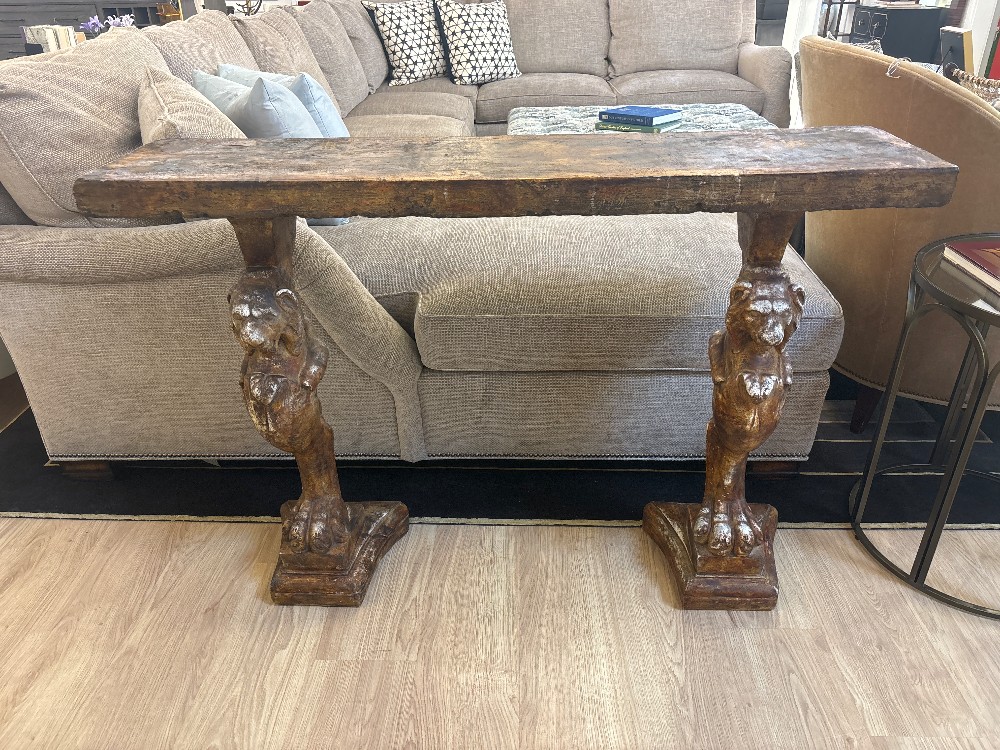Attila Tivadar Cast Cement Lion Console Table