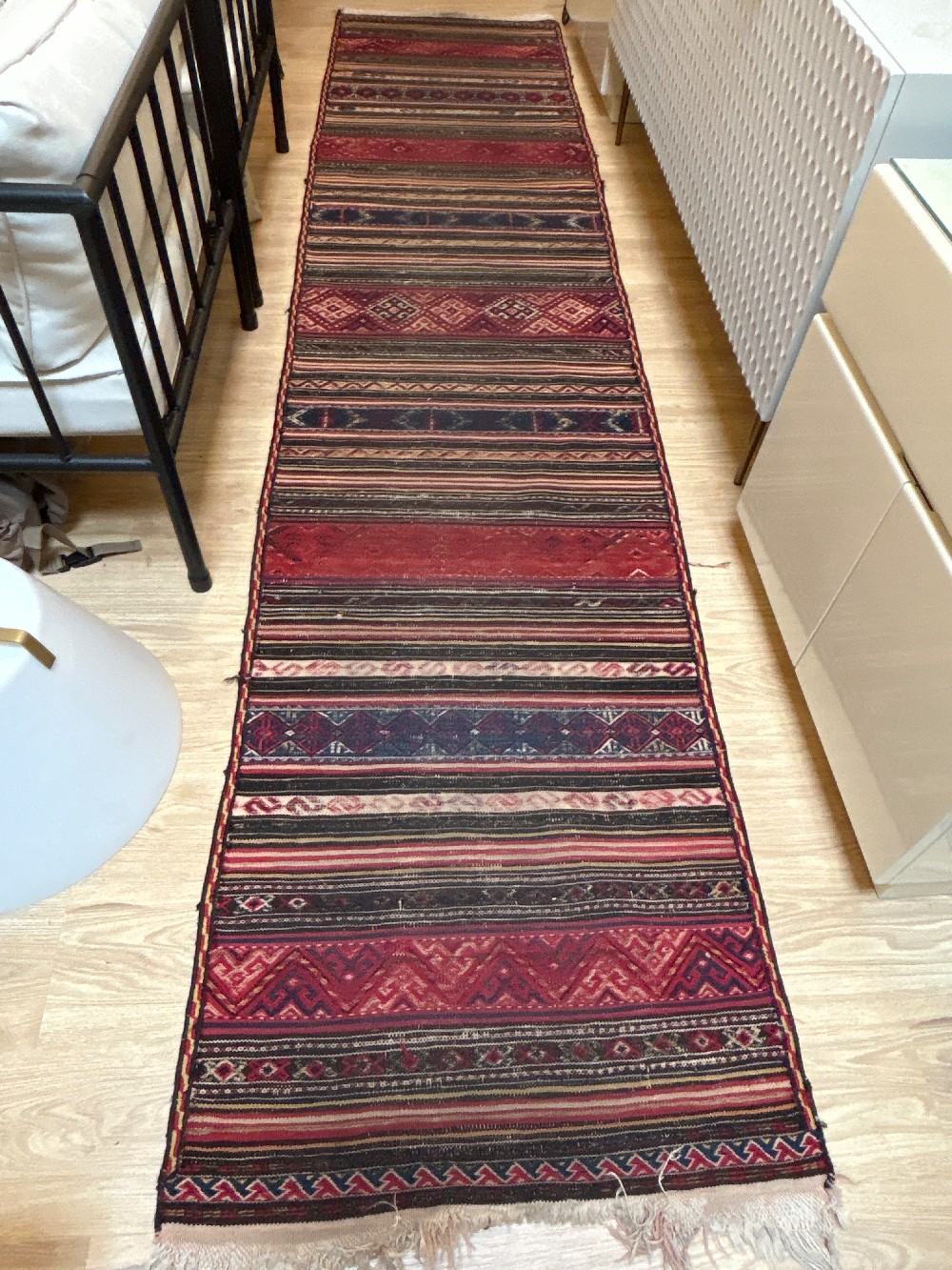 Vintage Striped Wool Kilim Runner Rug