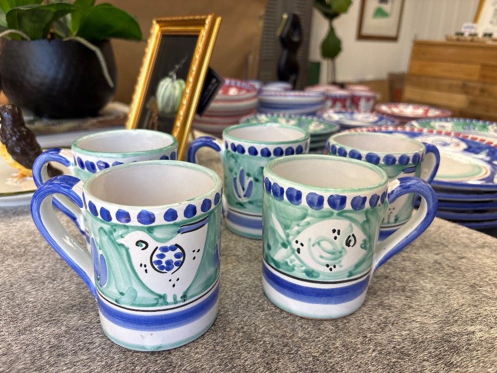Vietri Solimene Campagna Mugs (Green) - Set of 5
