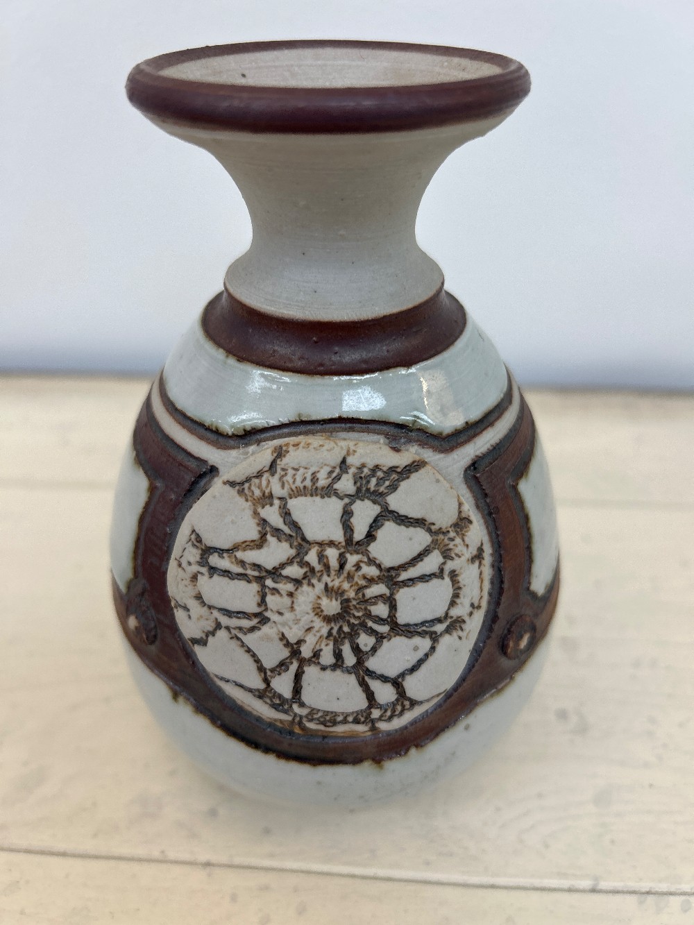 Vintage Floral Medallion Ceramic Pottery Vase