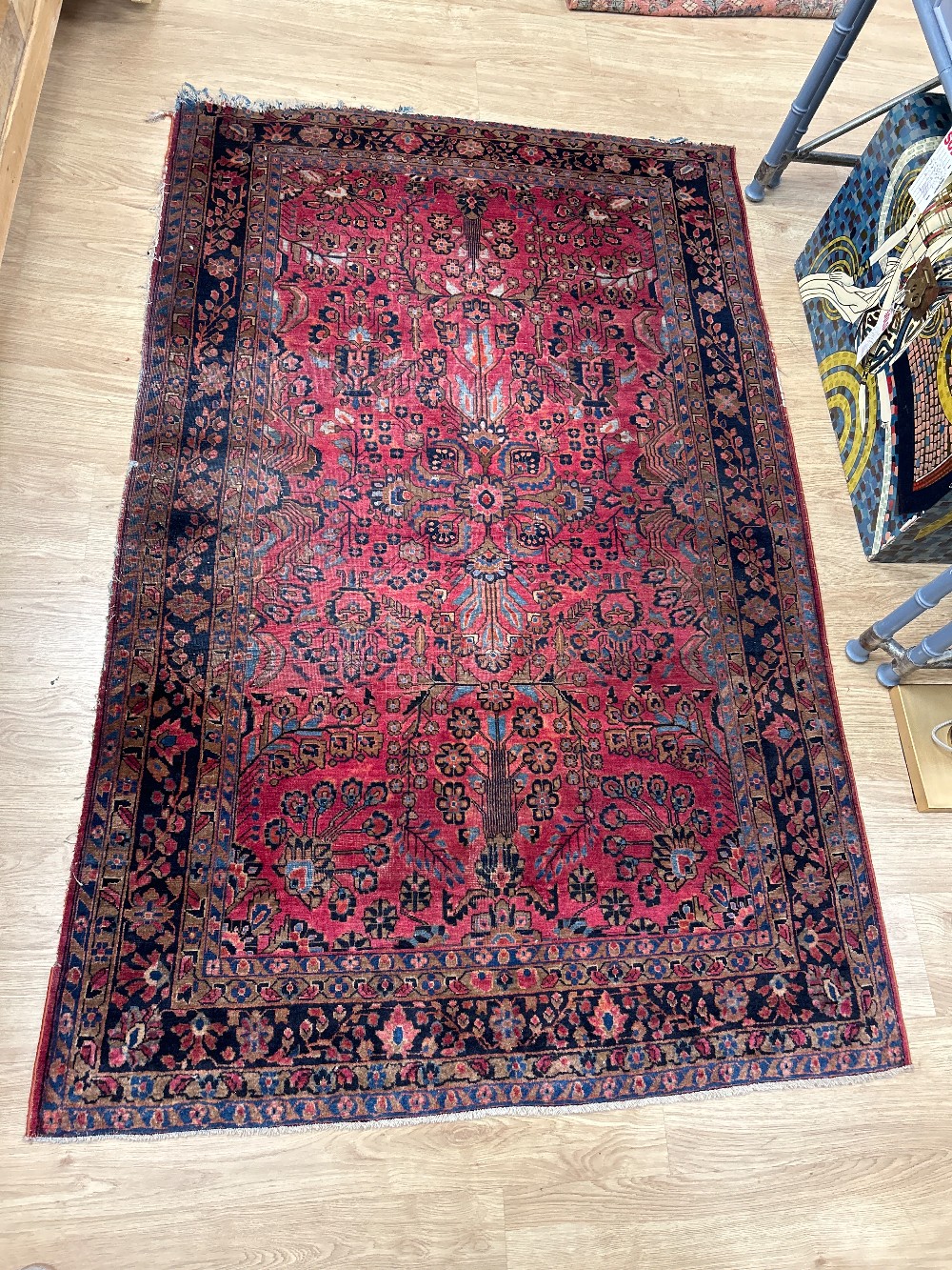 Antique Persian Sarouk Wool Rug (As Is)