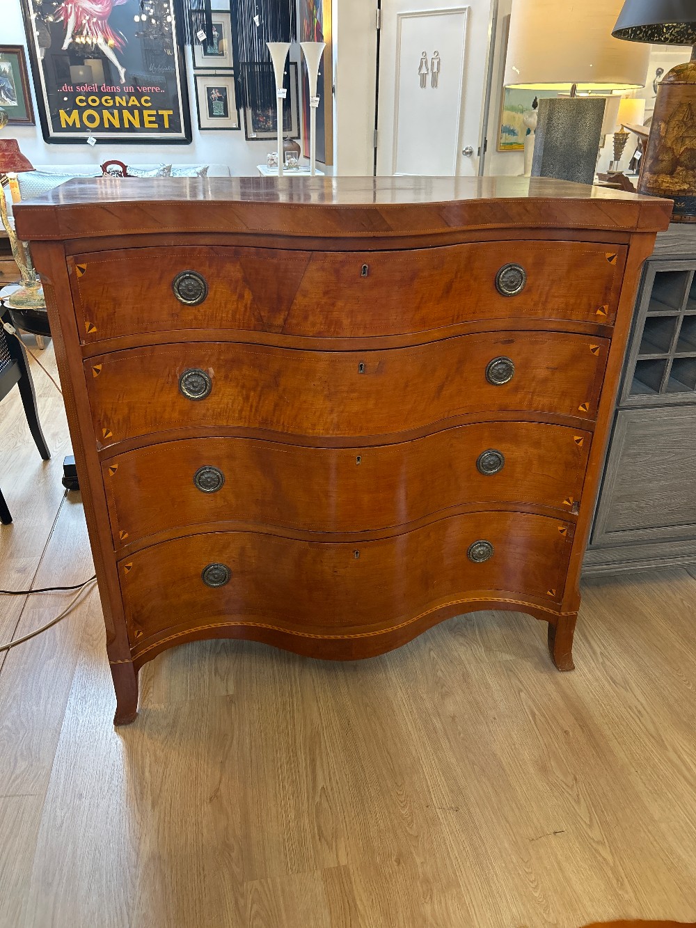 Antique George III Mahogany Serpentine Chest