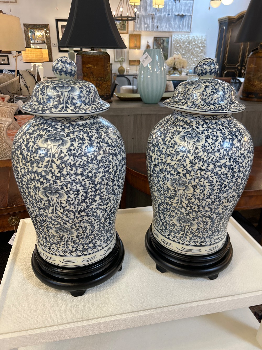Charlton Home Springer Blue & White Ginger Jars, Pair