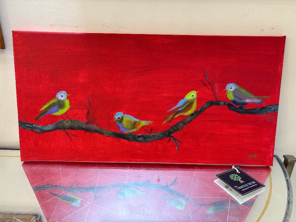 Birds on a Branch Painting by Julie Kearney
