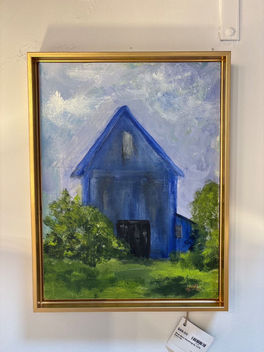 Blue Barn Painting by Julie Kearney