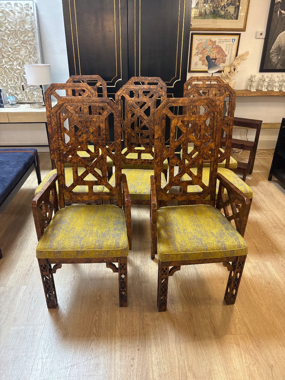 Chippendale Fretwork Dining Chairs - Set of 8