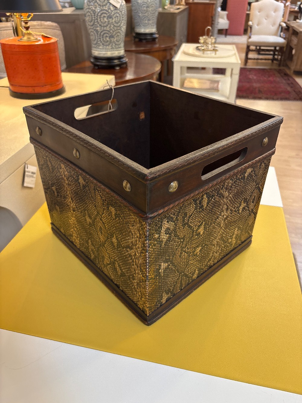 Faux Snakeskin Wood Storage Box