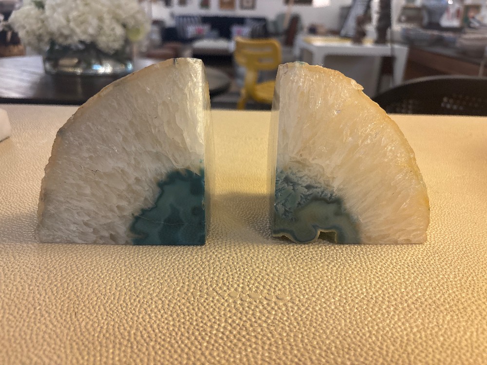 Agate Geode Bookends, Pair