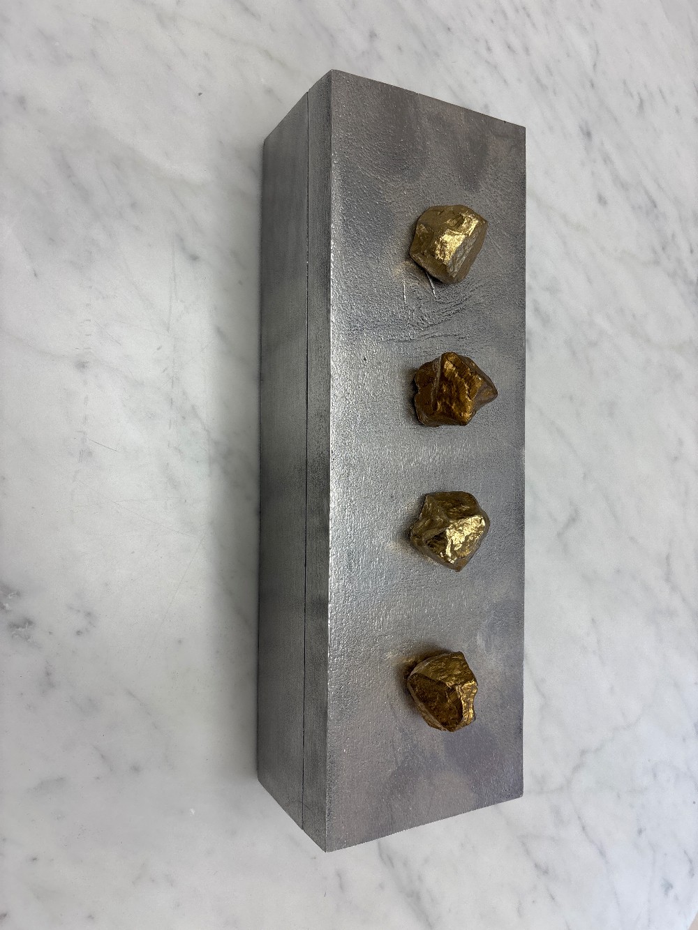 Metal Decorative Box with Gold Rocks