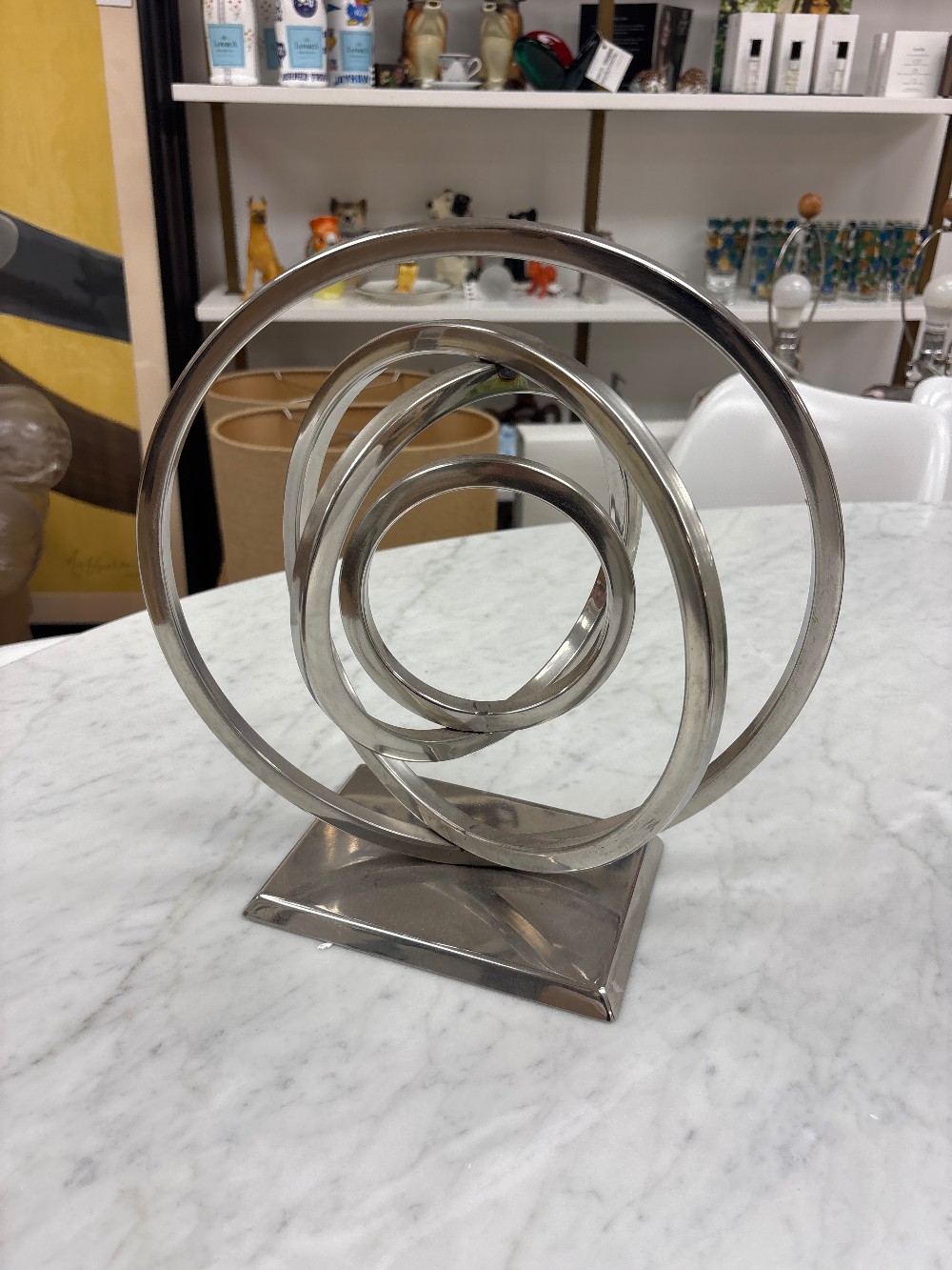 Contemporary Metal Spiral Ring Sculpture