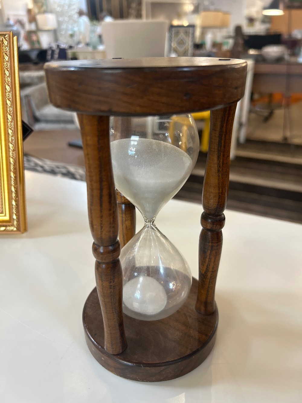 Vintage Spindle Wood Hourglass