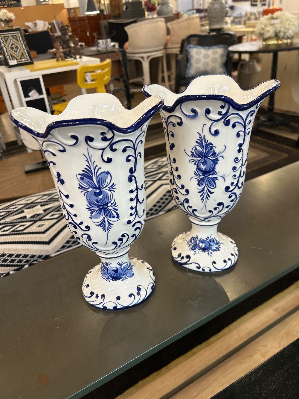 RCCL Portugal Blue & White Vases, Pair