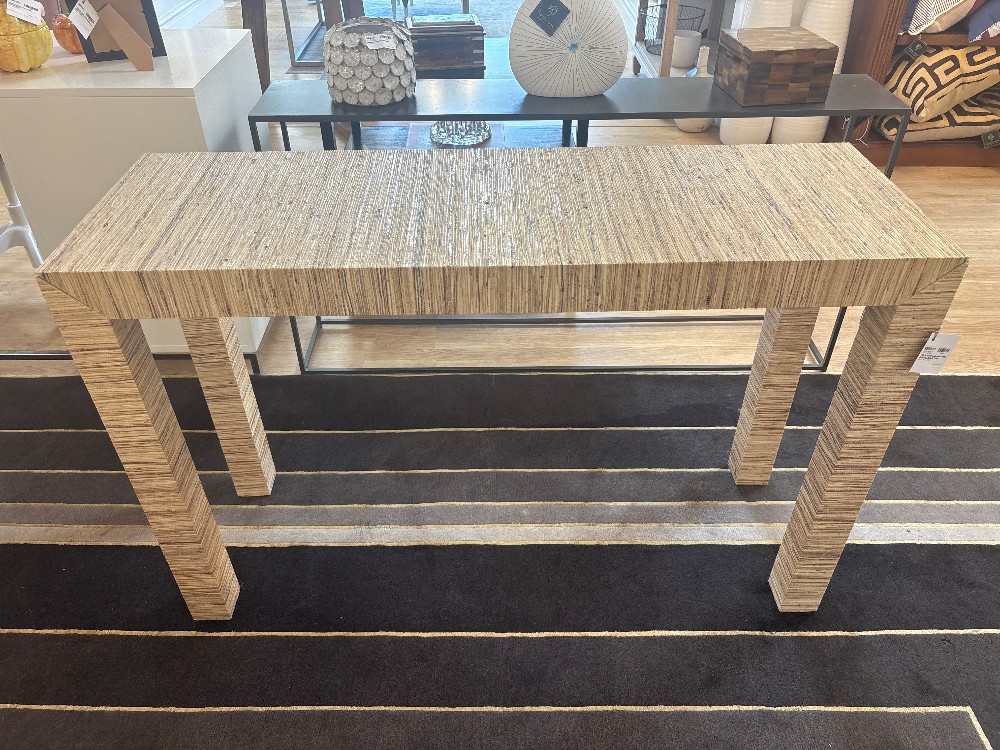 Villa & House Lacquered Raffia Parsons Console Table