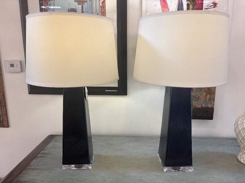 Villa & House Naxos Acrylic Base Table Lamps, Pair