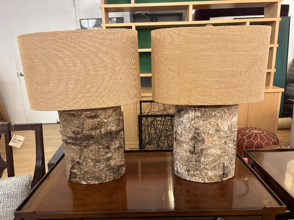 Jamie Young Forrester Birch Wrapped Table Lamps, Pair