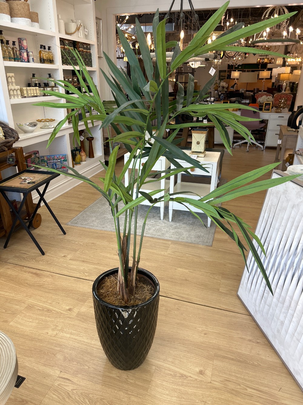 Faux Palm Plant in Ceramic Planter