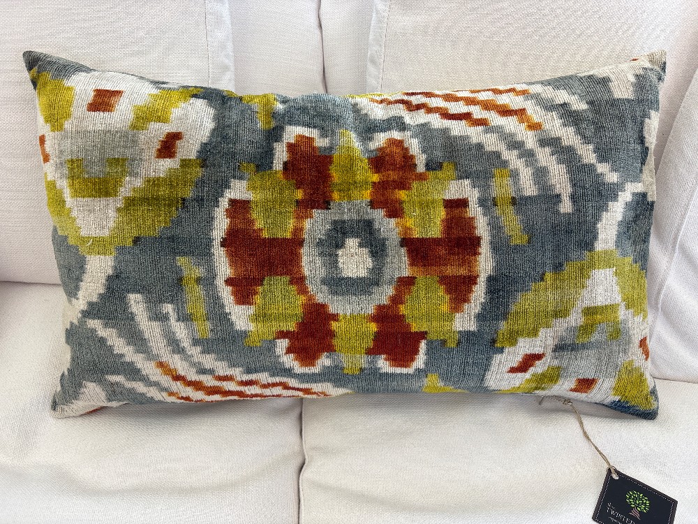 Velvet Ikat Lumbar Pillow