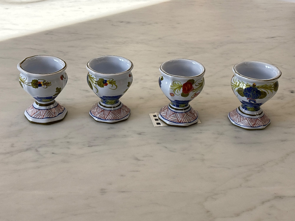 Faenza Hand Painted Majolica Egg Cups - Set of 4