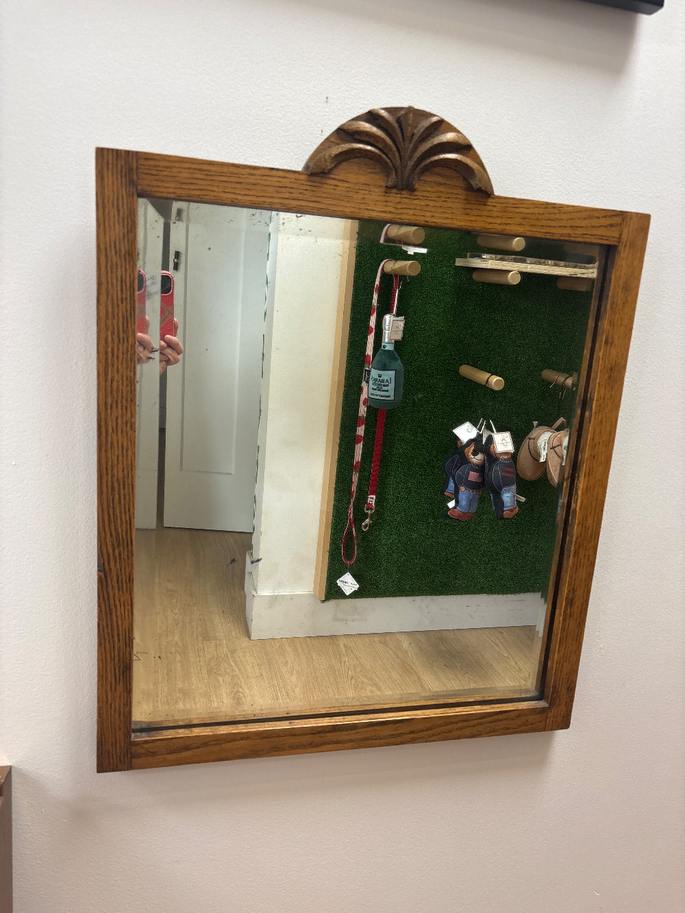 Antique Wood Carved Pediment Mirror