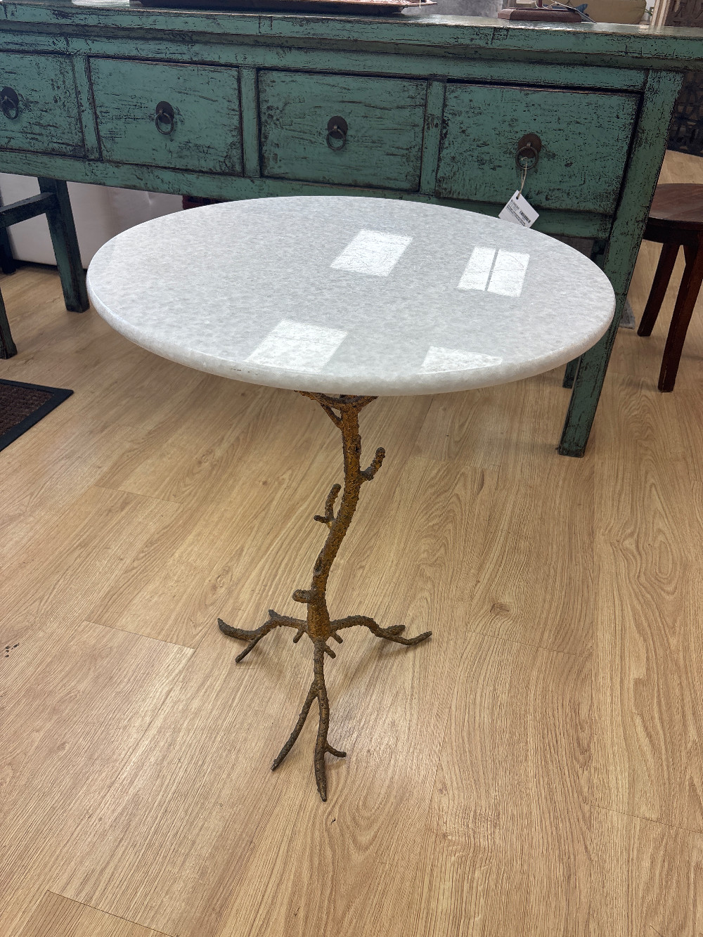 Holly Hunt Twig Gilt Metal Marble Top Side Table