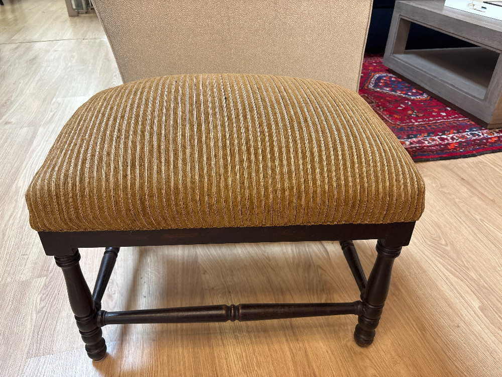 Upholstered Turned Leg Ottoman