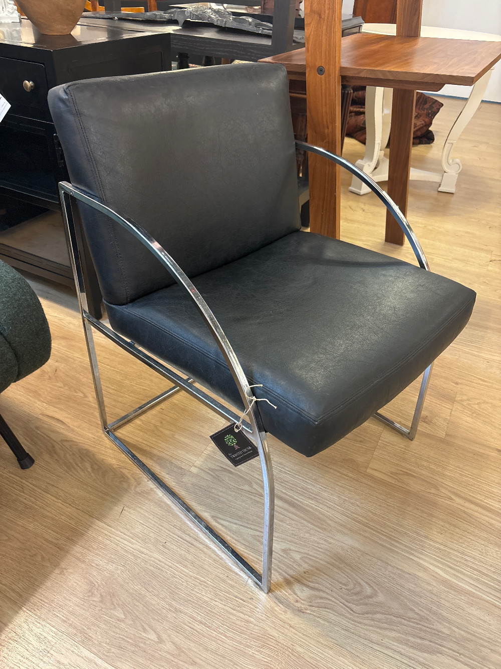 Milo Baughman Attributed Leather Accent Chair, C. 1970s