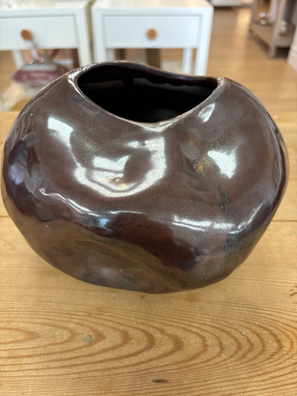 Organic Modern Iridescent Glazed Ceramic Vessel