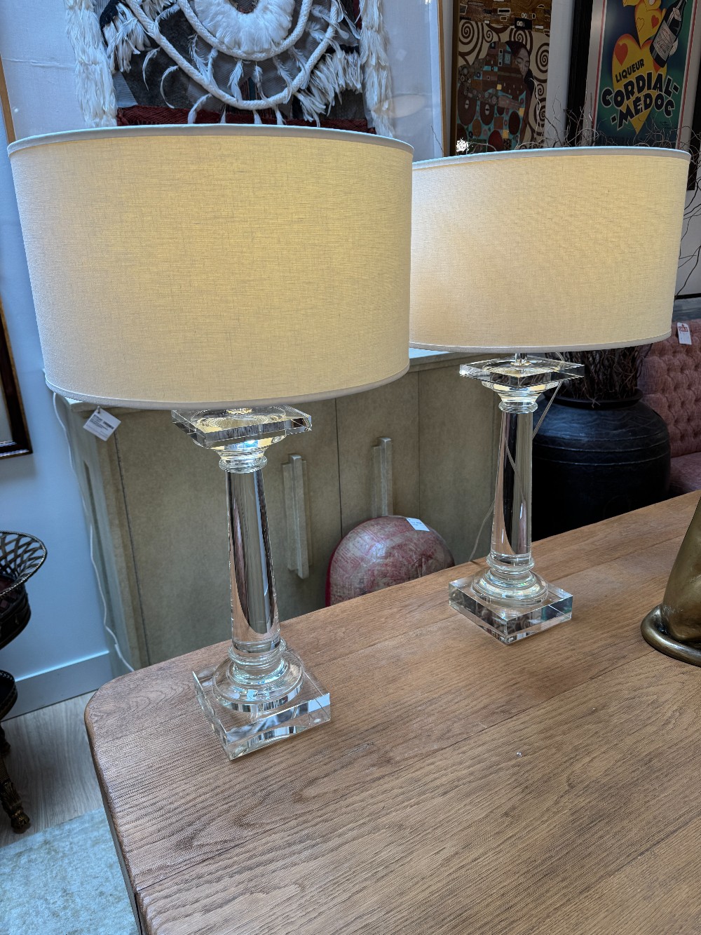 RH Balustrade Crystal Lamp, Pair