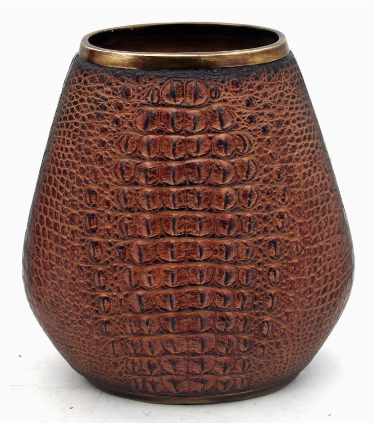 Brown Crocodile Skin Resin Vase - Wide