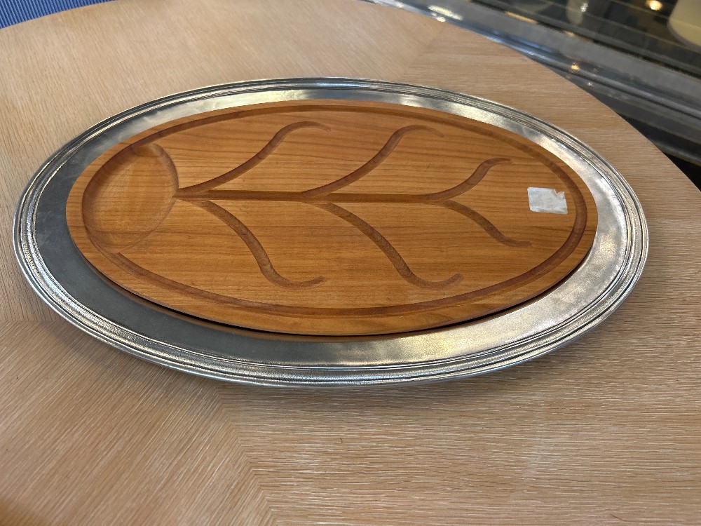 Match Pewter Carving Platter with Wood Insert