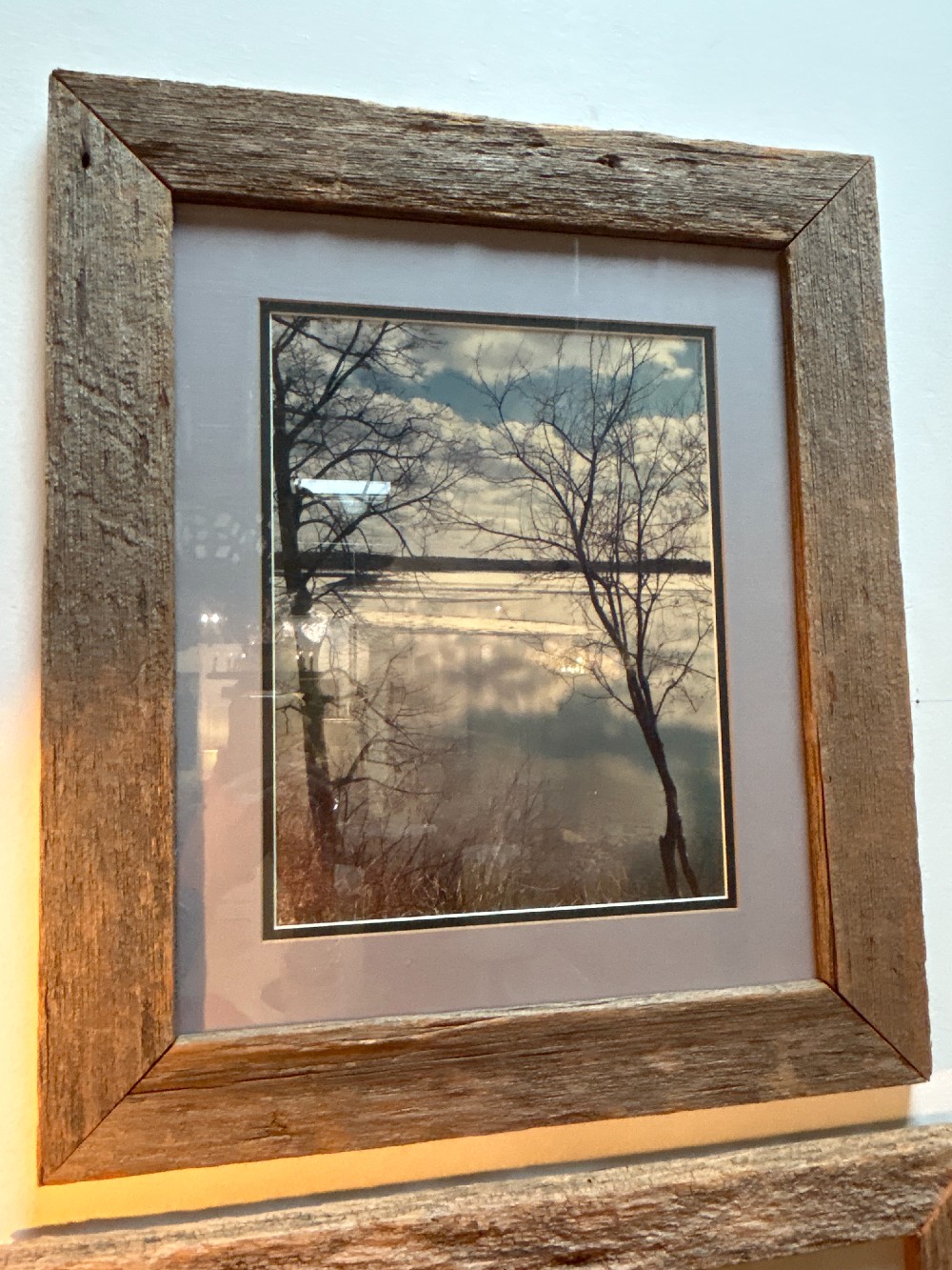 Lake Photograph, Rustic Reclaimed Wood Frame