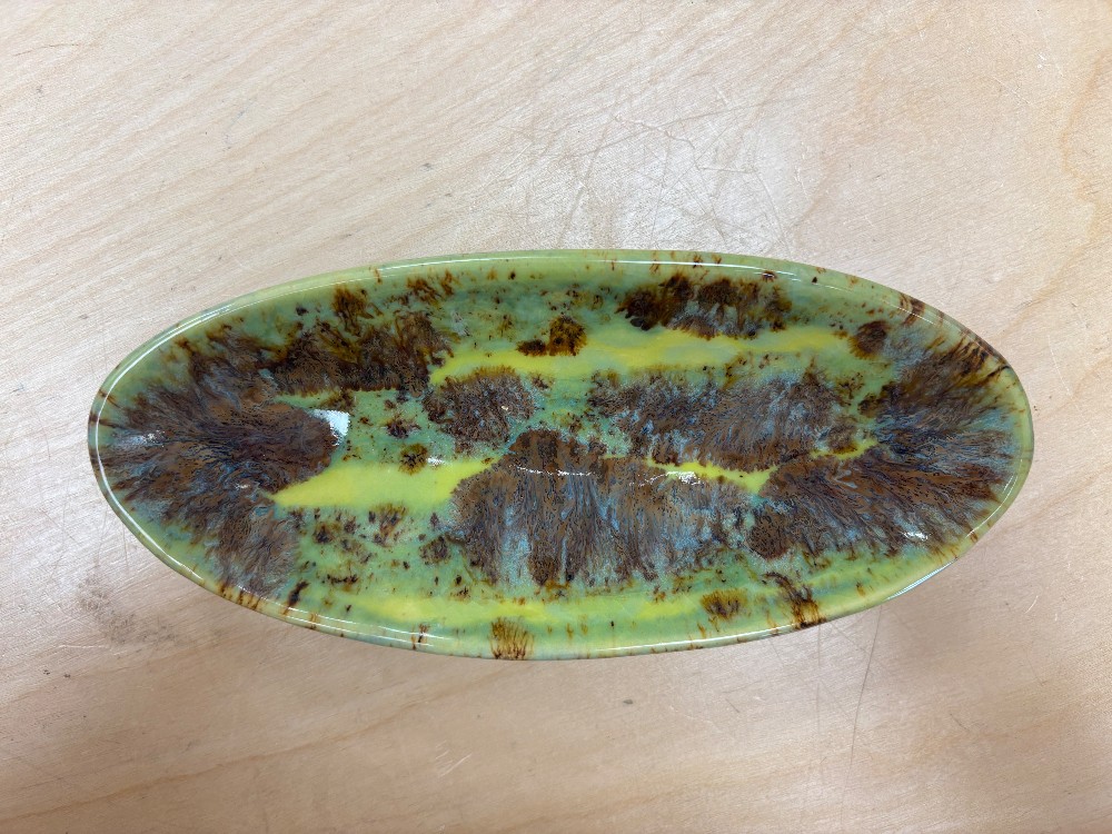 Green Oval Ceramic Dish