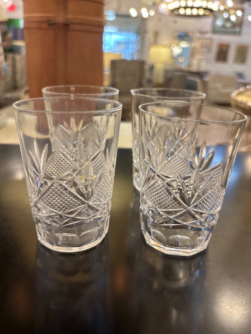 Vintage Cut Crystal Short Drinking Glasses - Set of 4