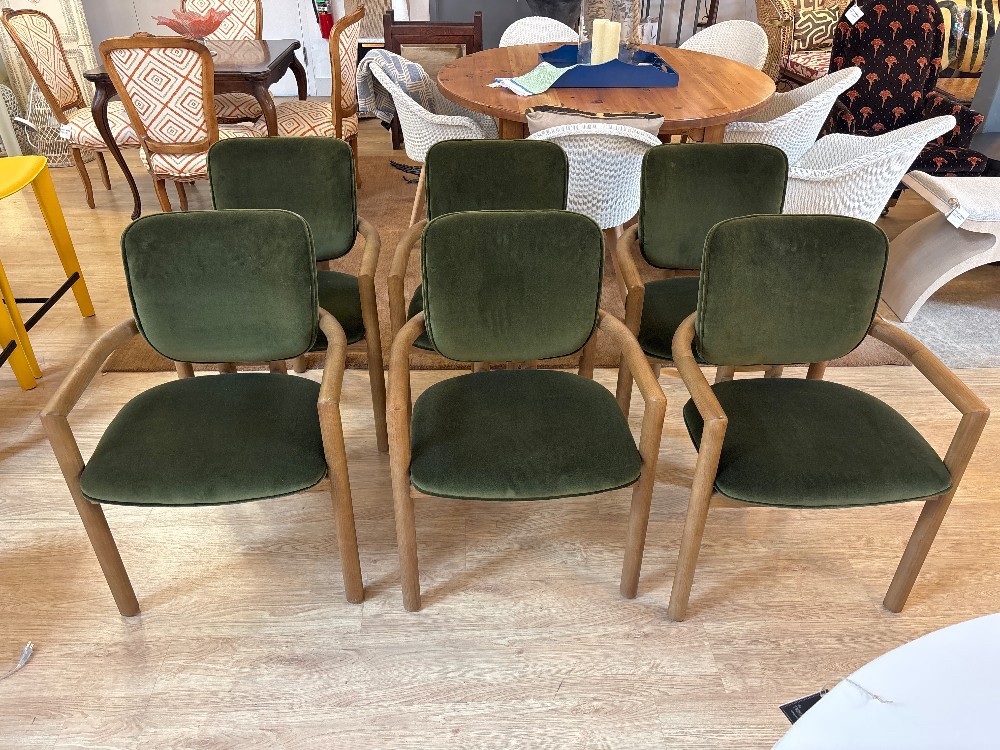 Four Hands Madeira Velvet Dining Arm Chairs, Set of 6