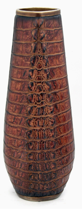 Brown Crocodile Skin Resin Vase - Tall
