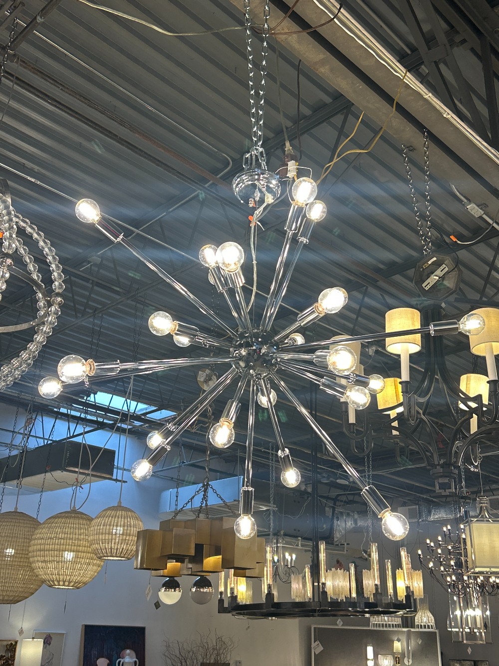 Modern Chrome Sputnik Chandelier
