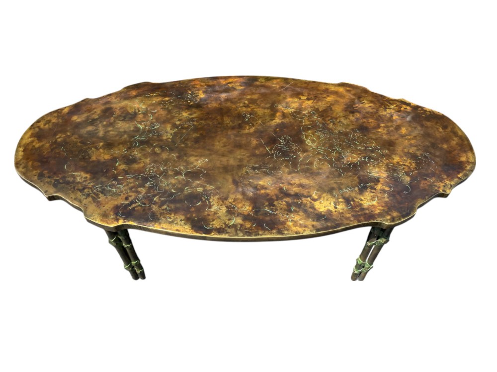 Philip & Kelvin LaVerne Etched Bronze & Pewter Coffee Table