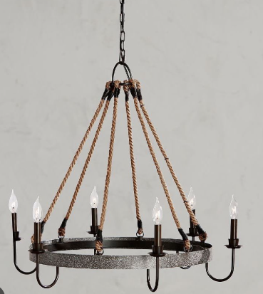 Pottery Barn Napa Wine Barrel Metal Chandelier