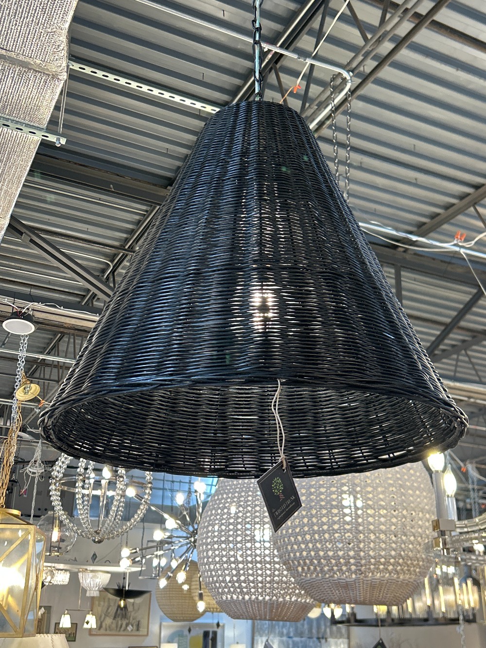 Serena & Lily Santa Barbara Rattan Taper Pendant (Black)