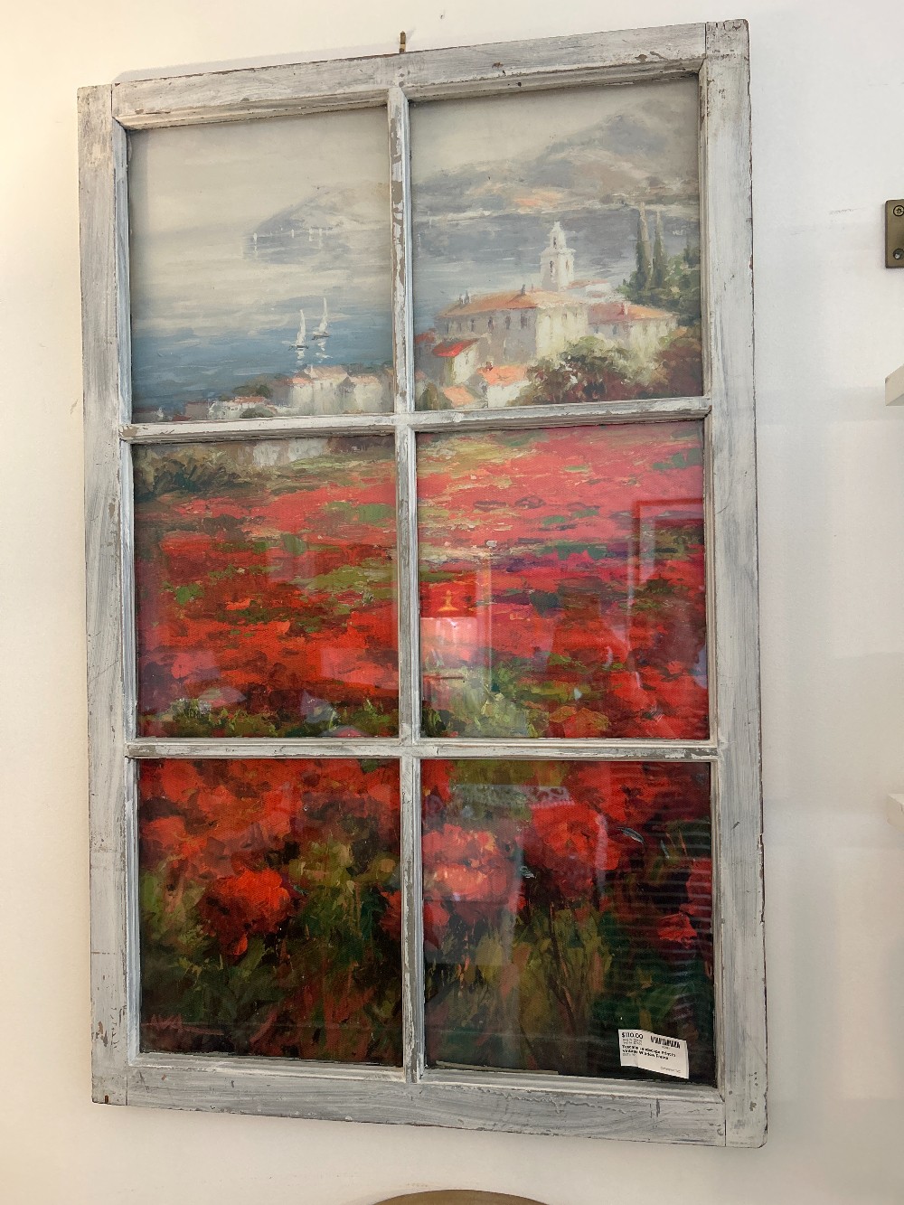 Tuscany Landscape Print in Vintage Window Frame