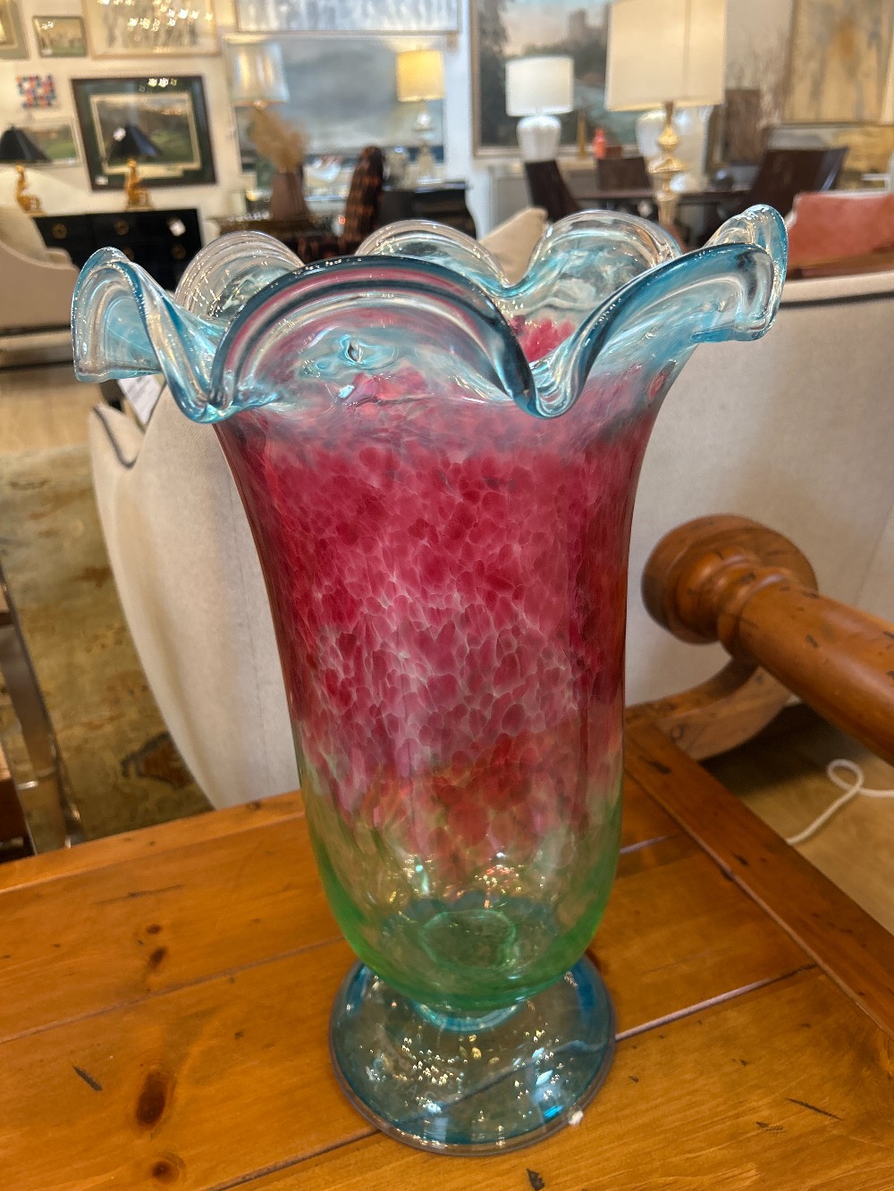 Vintage Italian Hand Blown Murano Glass Vase, Signed